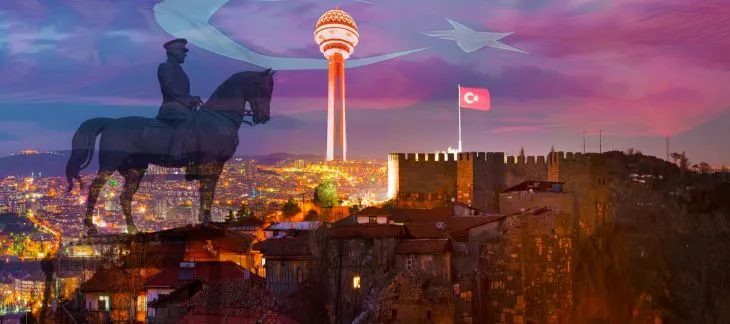 Modern skyline and historic landmarks of Ankara, the capital of Turkey