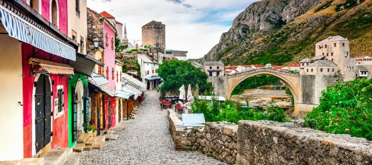 Blagaj Tekija monastery built beside a cliff and spring in Blagaj