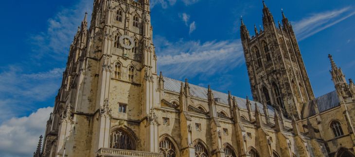 Historic Canterbury Cathedral with intricate Gothic architecture