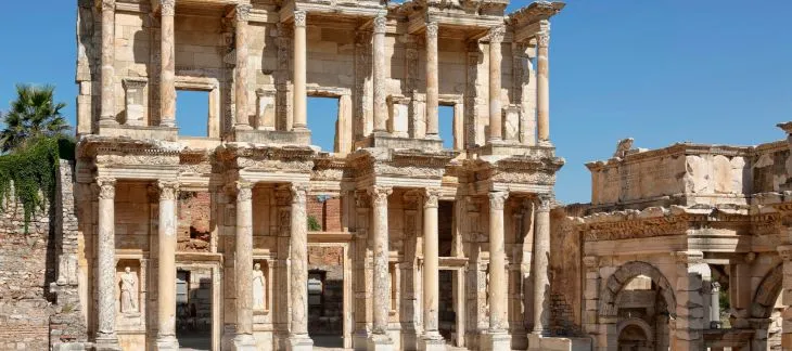 Ancient ruins and grand library of Ephesus archaeological site
