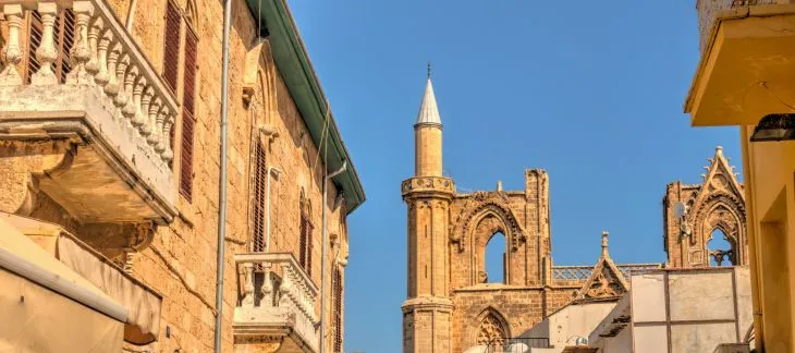 Ancient city walls and Gothic architecture in Famagusta, Cyprus