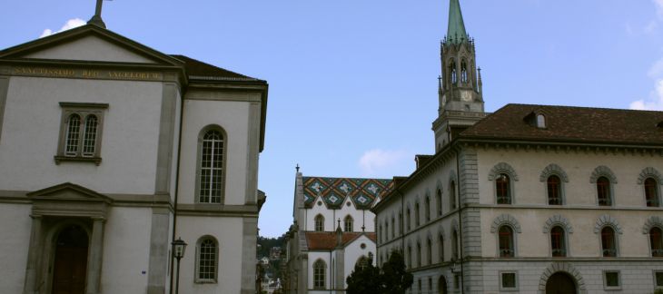 Baroque-style Abbey Library and cathedral in St. Gallen