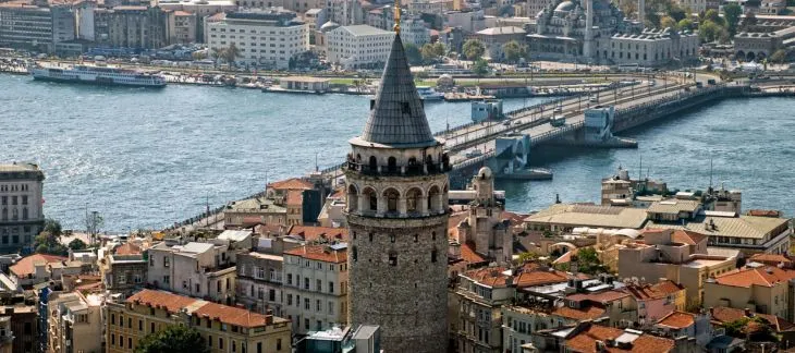 Vibrant cityscape of Istanbul with Hagia Sophia and Bosphorus view