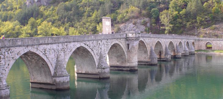 Ottoman-era Mehmed Paša Sokolović Bridge over the Drina River in Višegrad