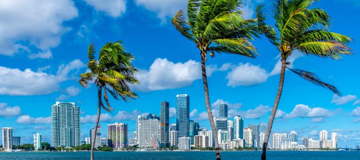 Vibrant art deco buildings and palm-lined beaches in Miami’s South Beach