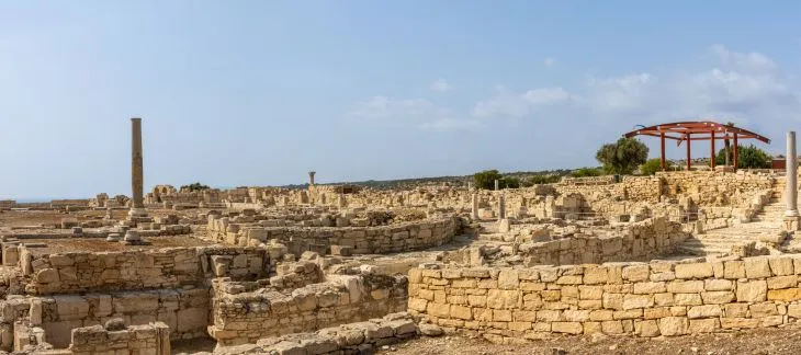 Ancient ruins and mosaics at Nea Paphos Archaeological Site in Cyprus
