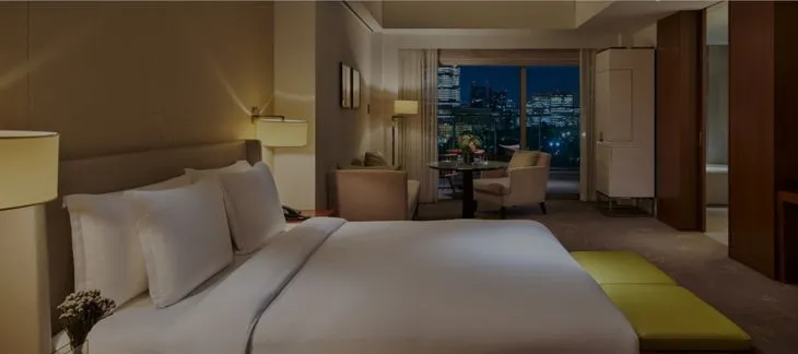 Elegant rooftop terrace overlooking the Imperial Palace at Palace Hotel Tokyo