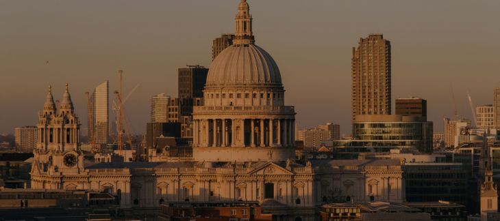 Exterior view of St. Paul’s Cathedral under a cloudy London sky
