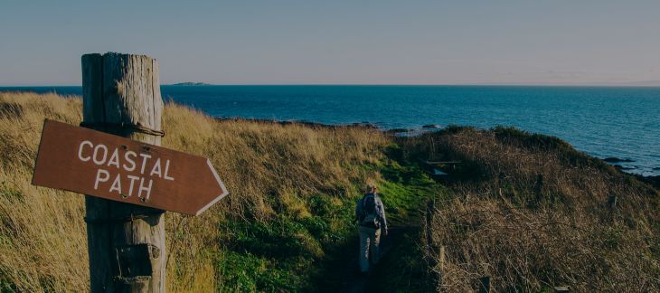 Cliffside walking trail along the Pembrokeshire Coastal Path with sea views