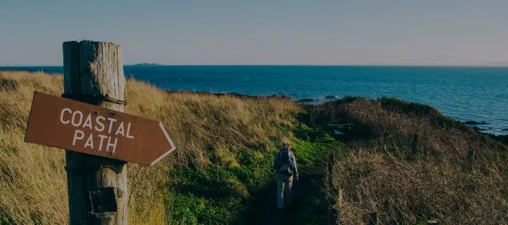 Cliffside walking trail along the Pembrokeshire Coastal Path with sea views