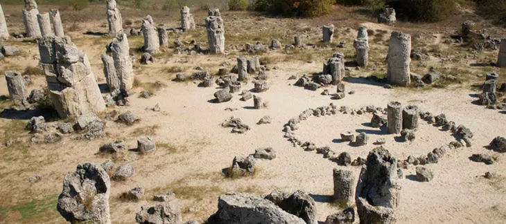 Natural rock formations at Pobiti Kamani in northeastern Bulgaria