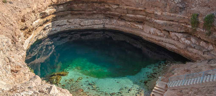 Dramatic cliffs and deep canyons of Jebel Shams, known as the Grand Canyon of Oman