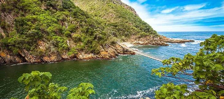 Suspension bridge over Storms River in Tsitsikamma National Park