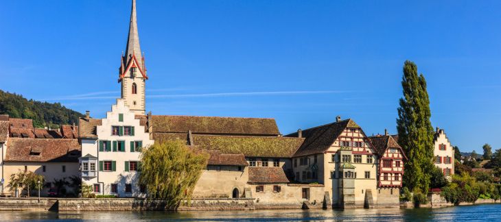 Colourful frescoed buildings in the old town of Stein am Rhein