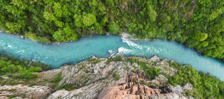Breathtaking Tara Canyon with turquoise river and steep cliffs
