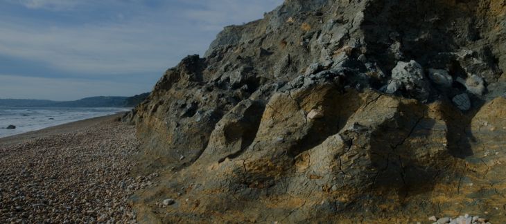 Cliffs and rock formations along the Jurassic Coast at Durdle Door