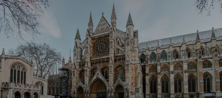 Gothic façade of Westminster Abbey in central London