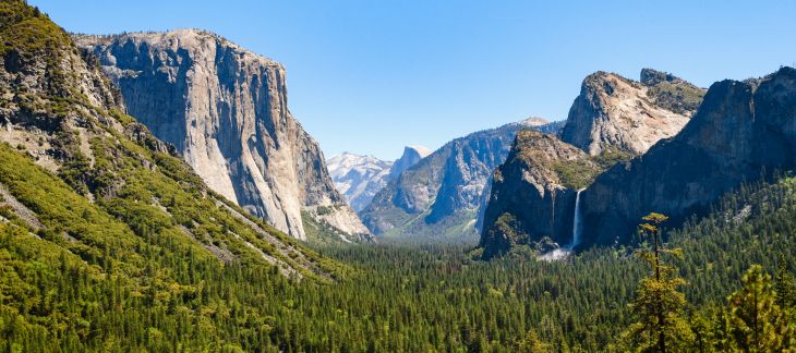 Majestic waterfalls and granite cliffs in Yosemite National Park