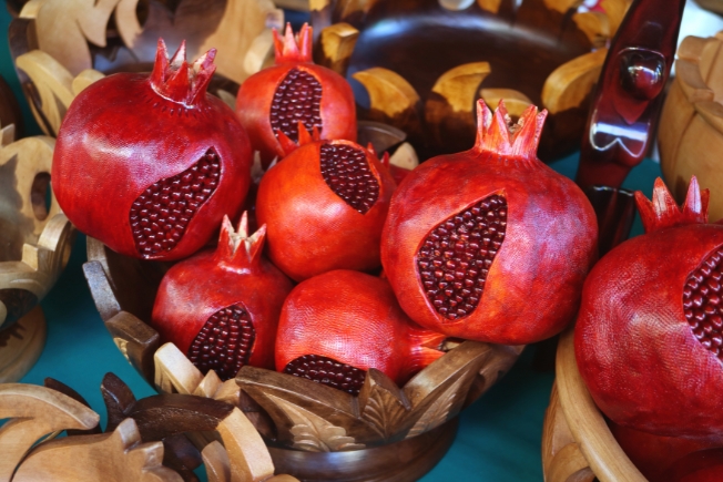 Wooden Pomegranates Displayed in the Souvenir Shop in Yerevan, Armenia