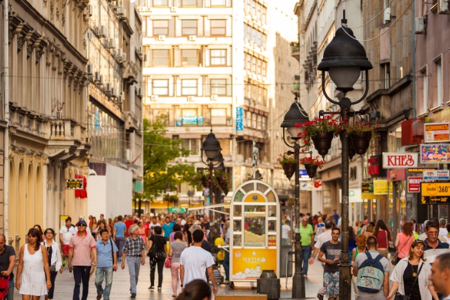Arooha guest at shopping street at Belgrade in Serbia