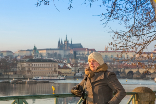 Arooha guest posing for picture in Prague