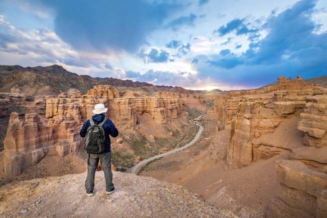 Arooha guest tourist in Charyn Canyon, Kazakhstan